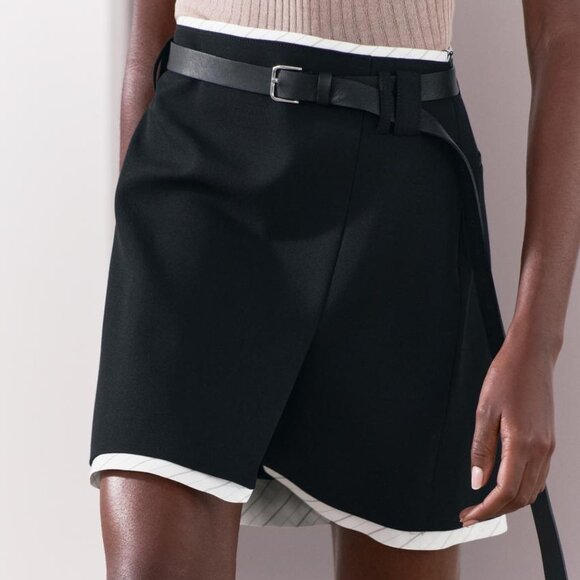 BNWT ZARA MIXED MINI SKIRT ZW COLLECTION HIGH WAISTED BLACK MEDIUM - Picture 4 of 10